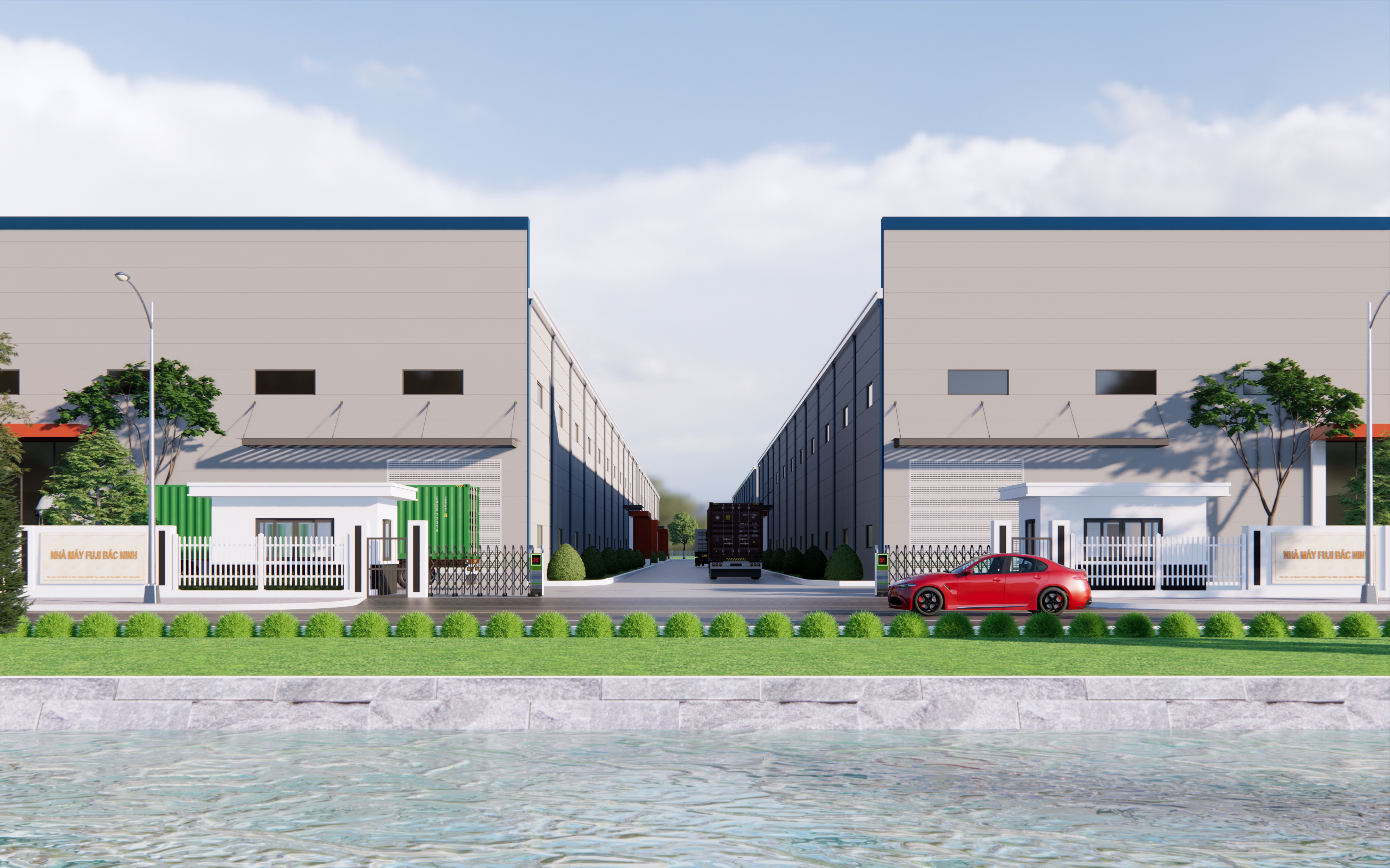 Mặt trước nhà xưởng